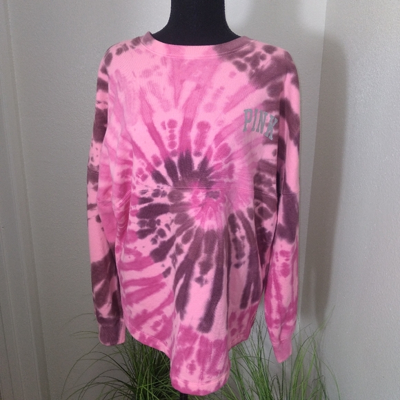 PINK Victoria's Secret Sweaters - VICTORIA SECRET PINK Shine Tie-Dye Crew Neck Sweatshirt- Size M